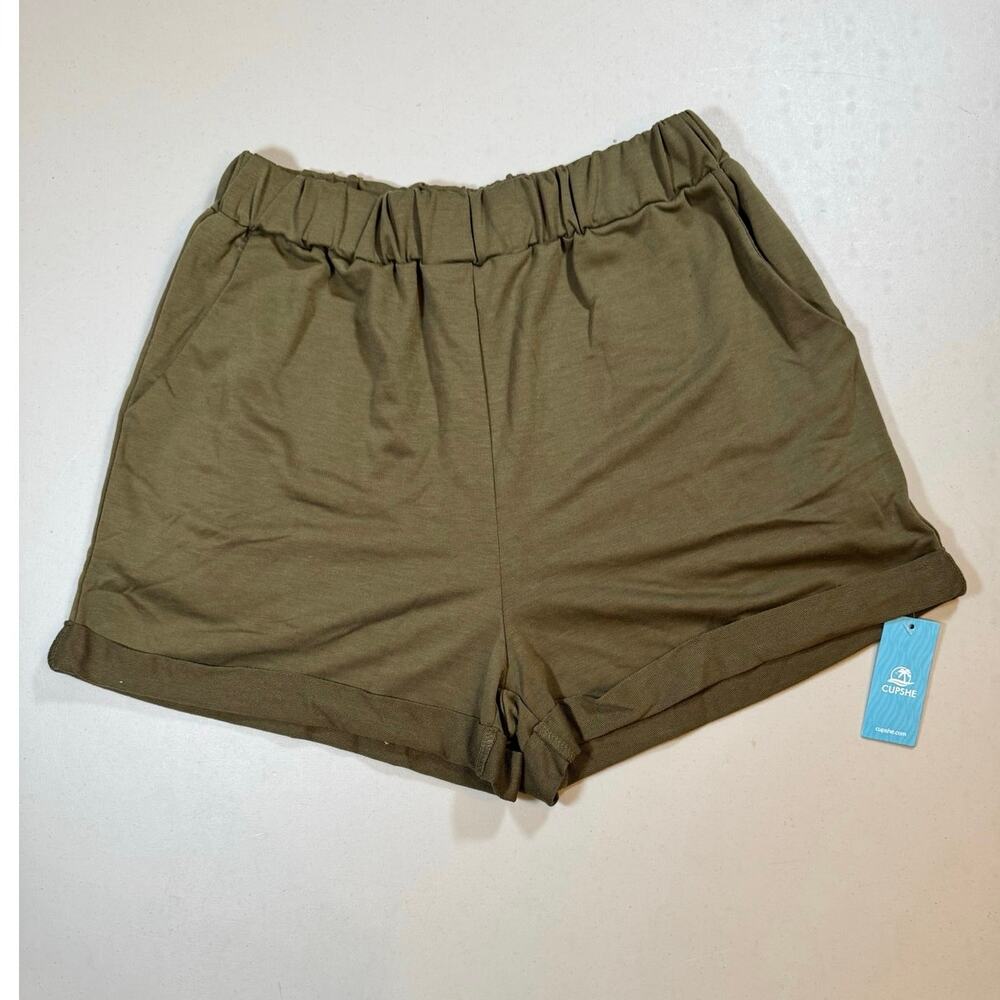 Cupshe Olive Green Lounge Shorts Size Medium NWT Elastic Waist